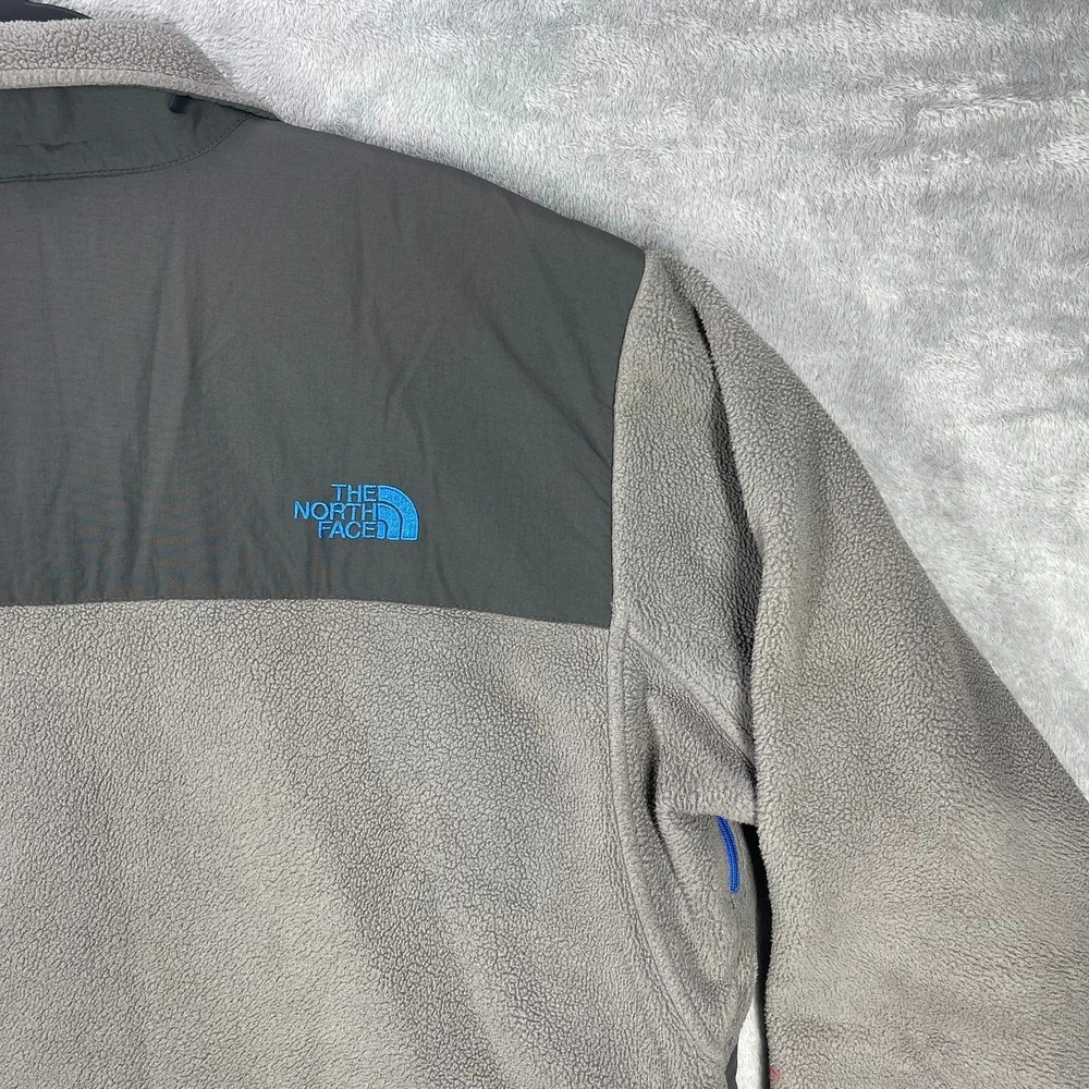The North Face Denali Fleece Jacket Mens XL Grey Blue Full Zip AMYN T132